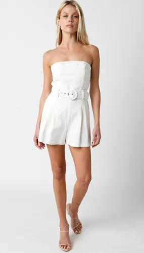 High Hopes Belted Romper White