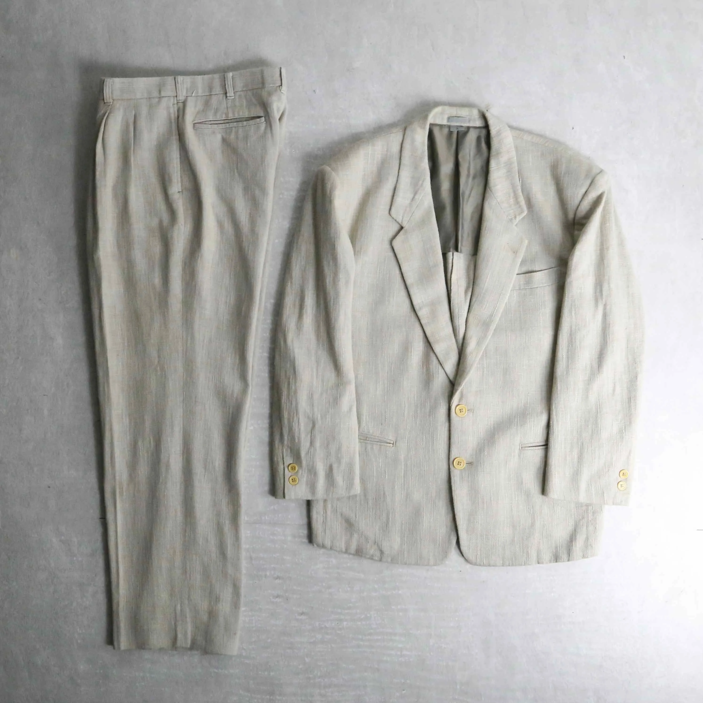 ivory color cotton tweed tailored set up