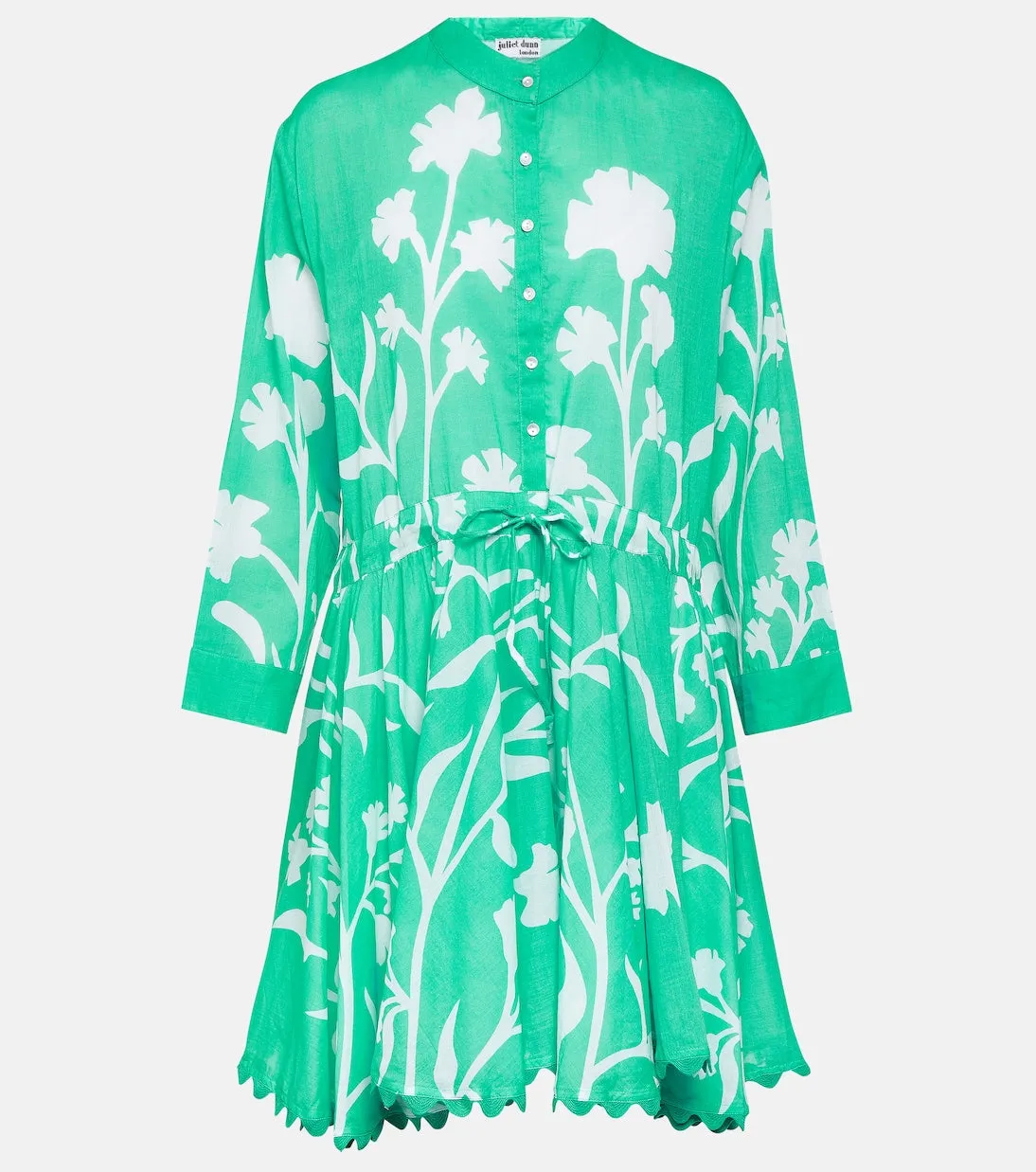 Juliet Dunn Floral Cotton Shirtdress, Green