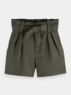 Kids - High-rise paper bag shorts