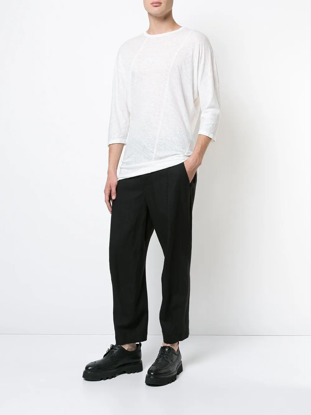 Linen Tailored Crop Curved Pants