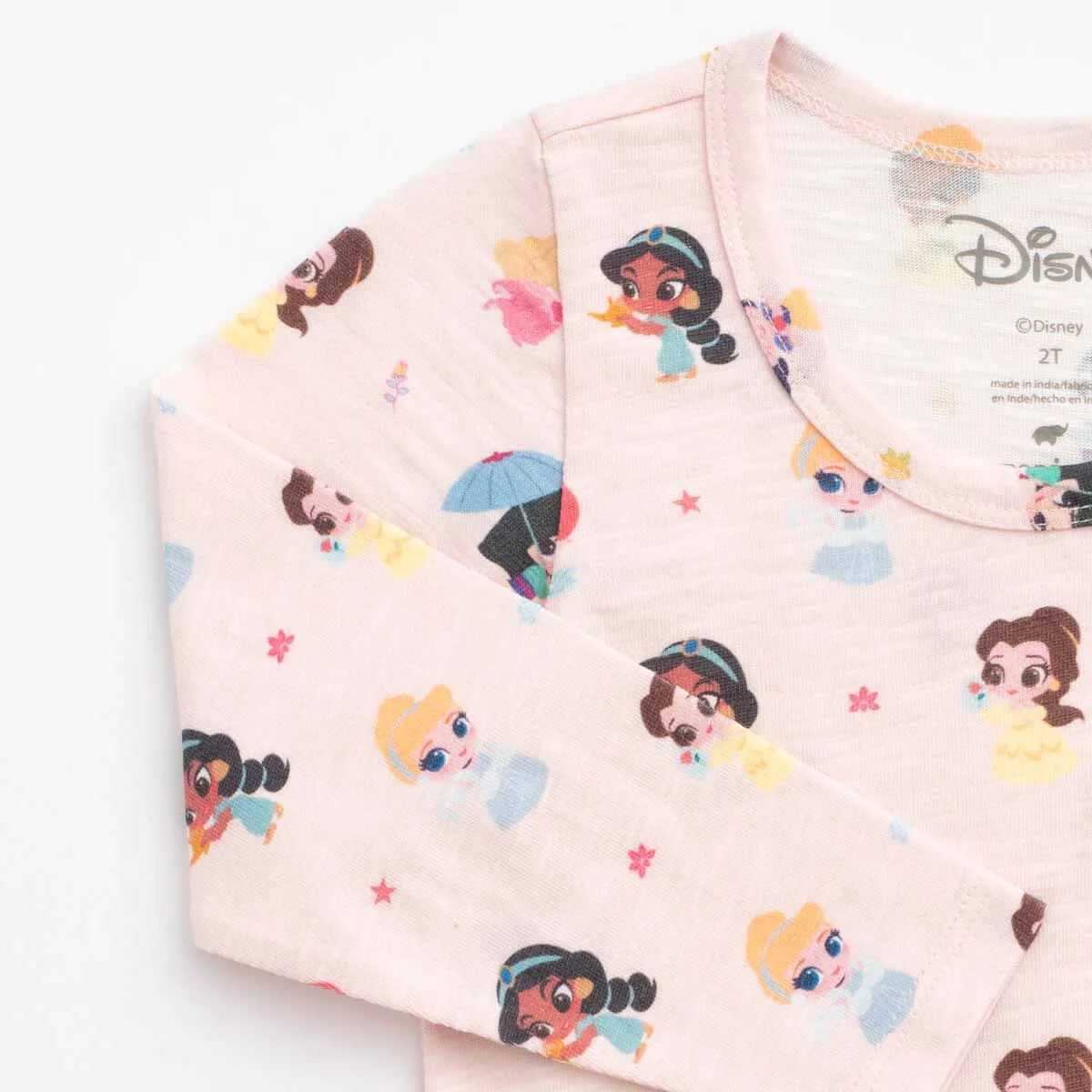 Long Sleeve Peplum Tee_Disney Princess on Light Pink