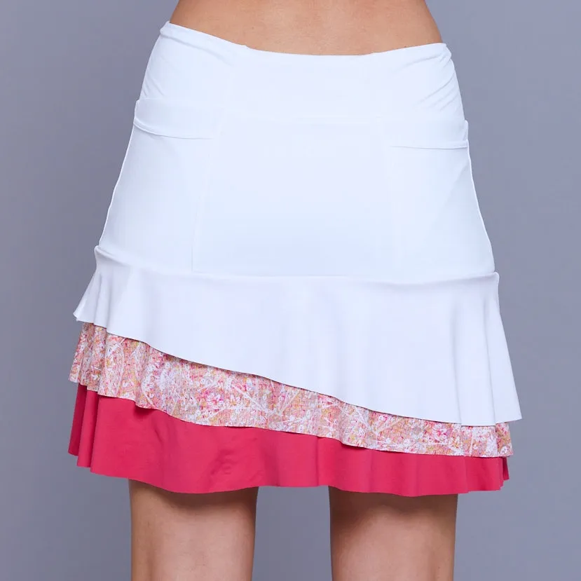 Lush Weave Asymetric 16.5" Skort (white/print)