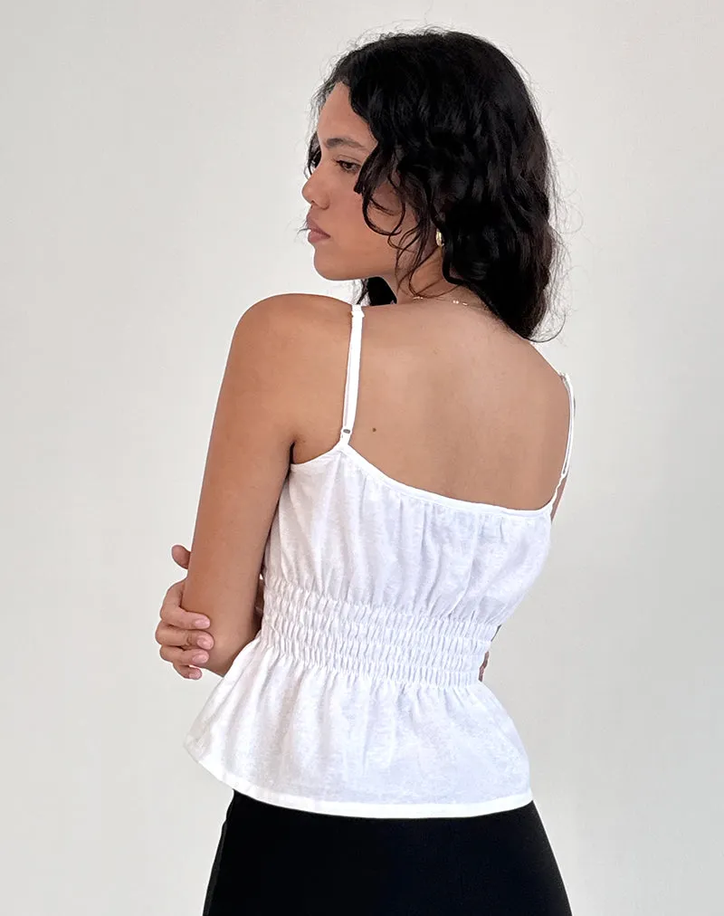 Lyncia Tie Front Cami Top in Off White