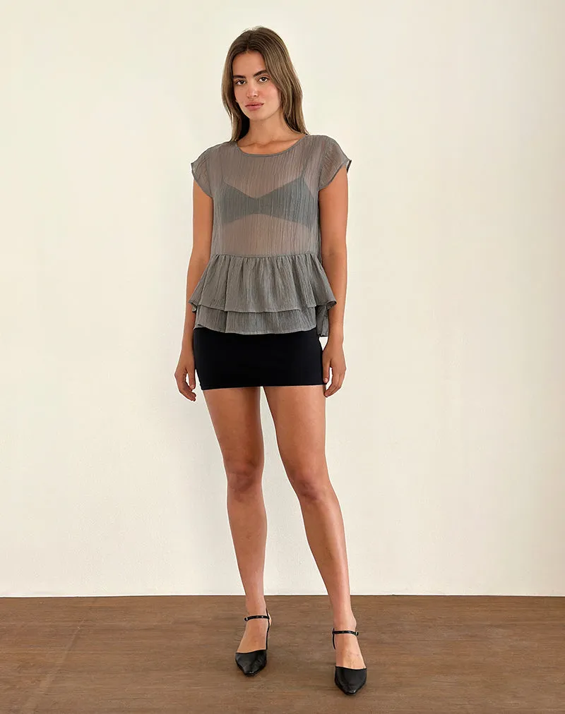 Mayumi Peplum Top in Chiffon Grey