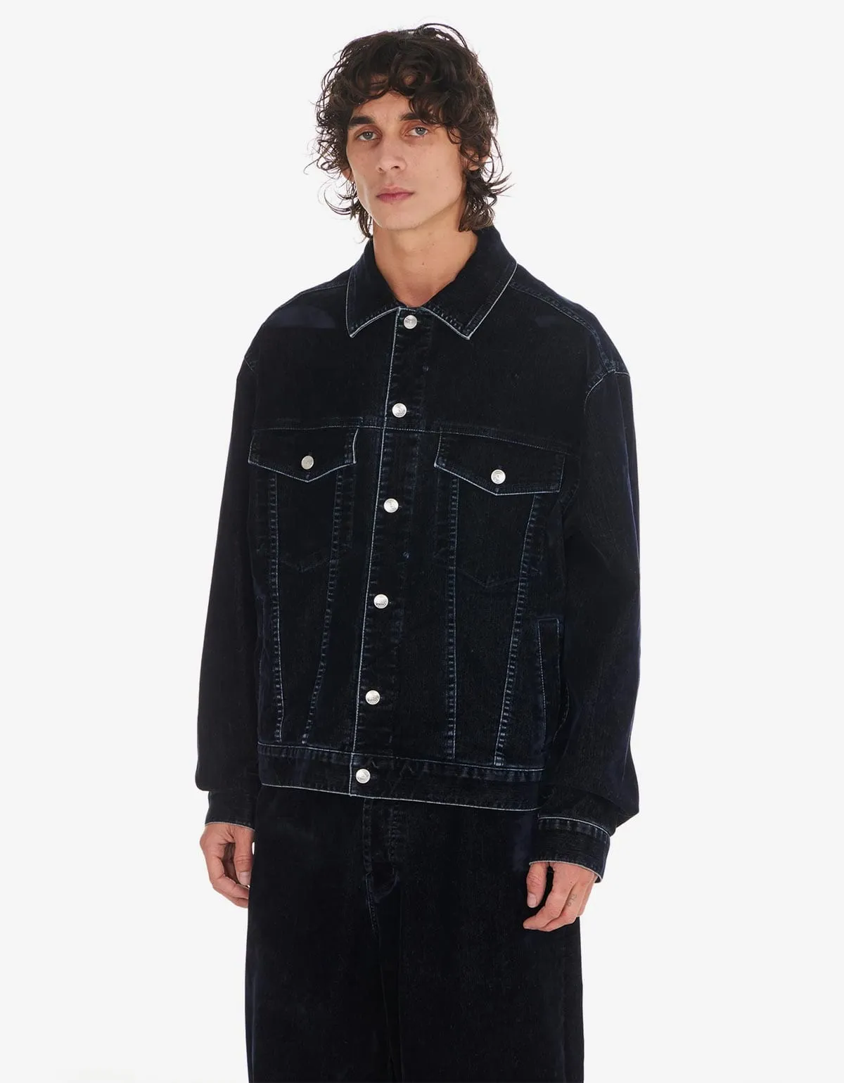 Nahmias Blue Moleskin Trucker Jacket