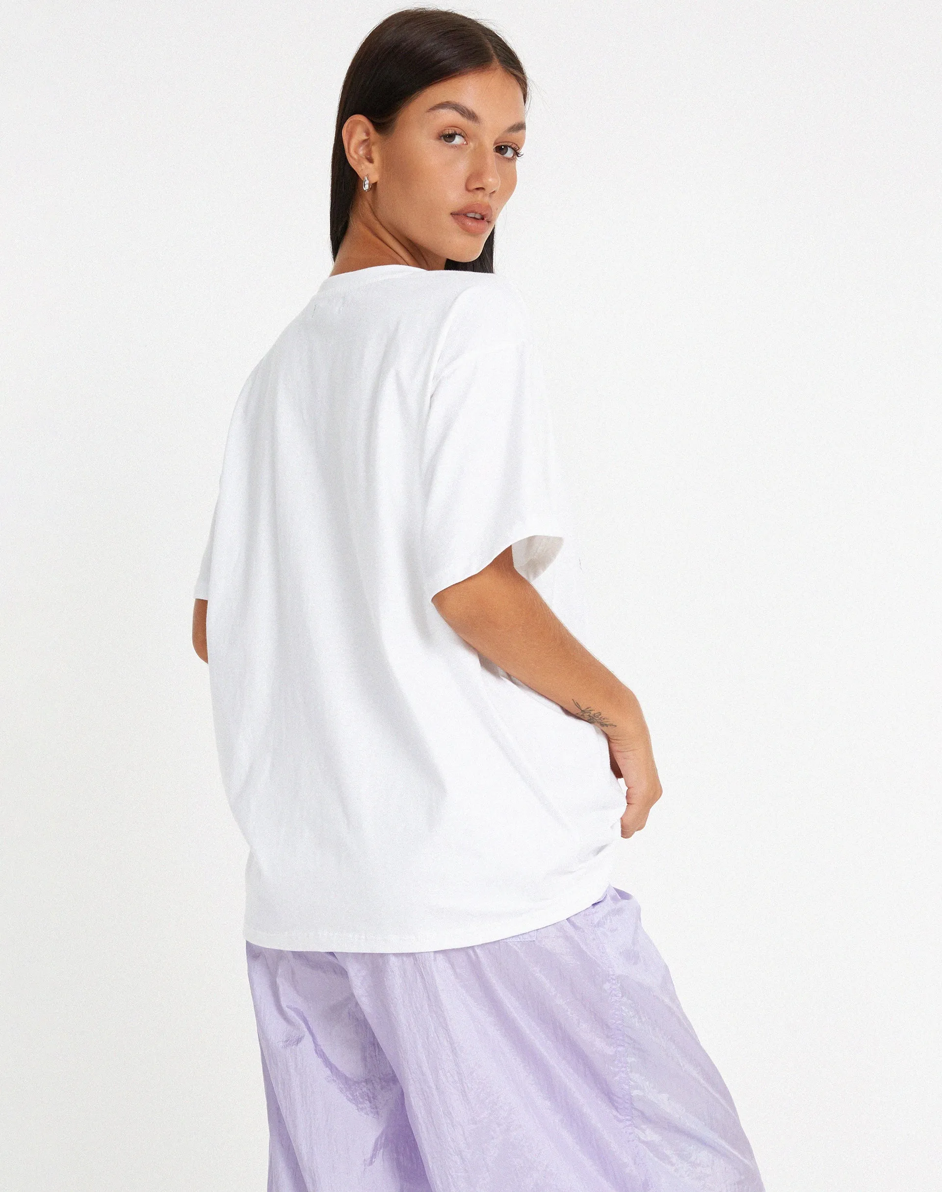 Oversize Basic Tee in White Bite Me