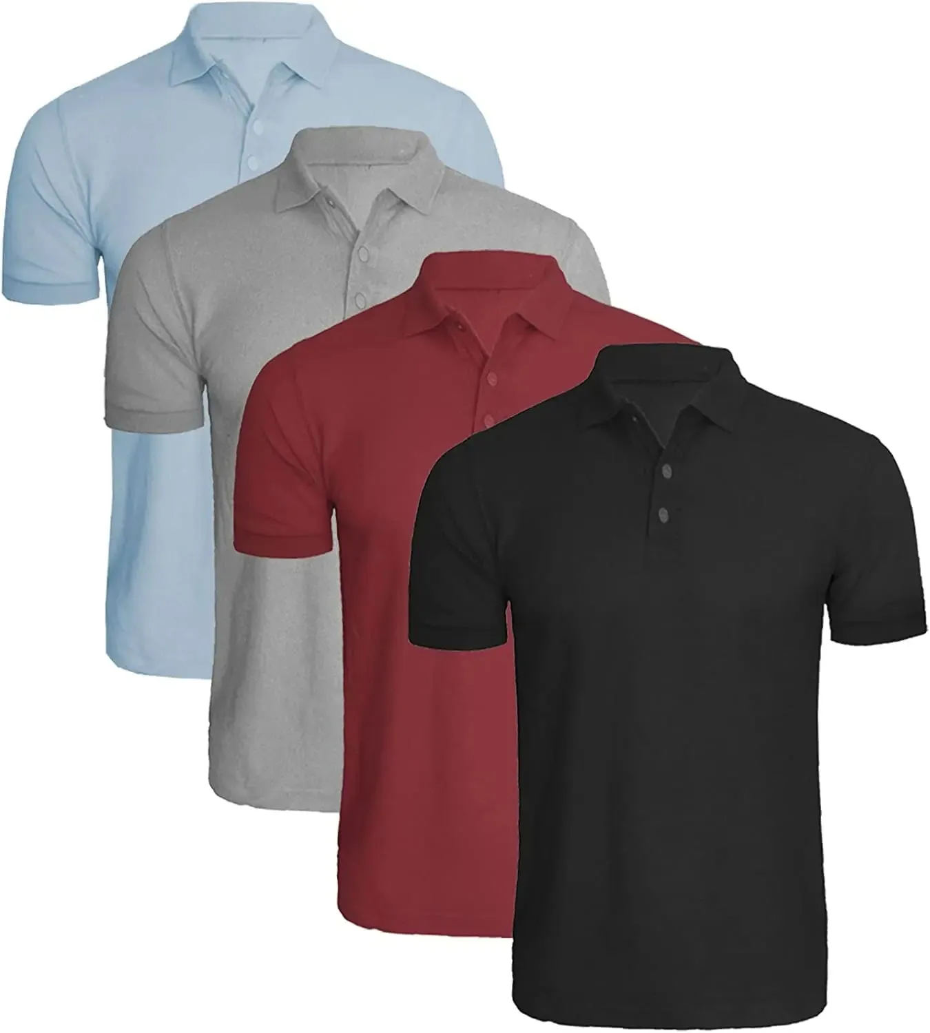 Pack of 4 Mens Polo Shirts Short Sleeve Plain Pique Top Designer Tshirt Tee