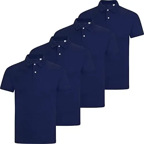 Pack of 4 Mens Polo Shirts Short Sleeve Plain Pique Top Designer Tshirt Tee