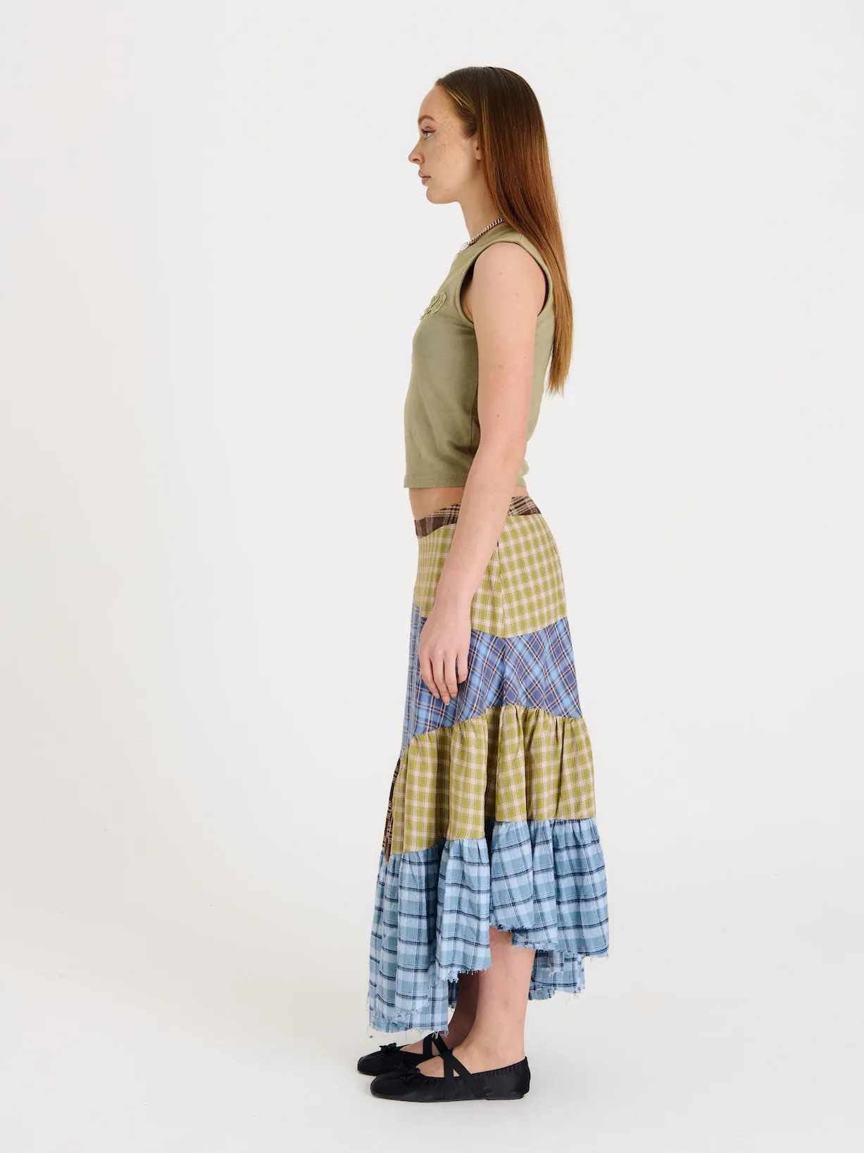 Pain Tartan Patchwork Maxi Skirt