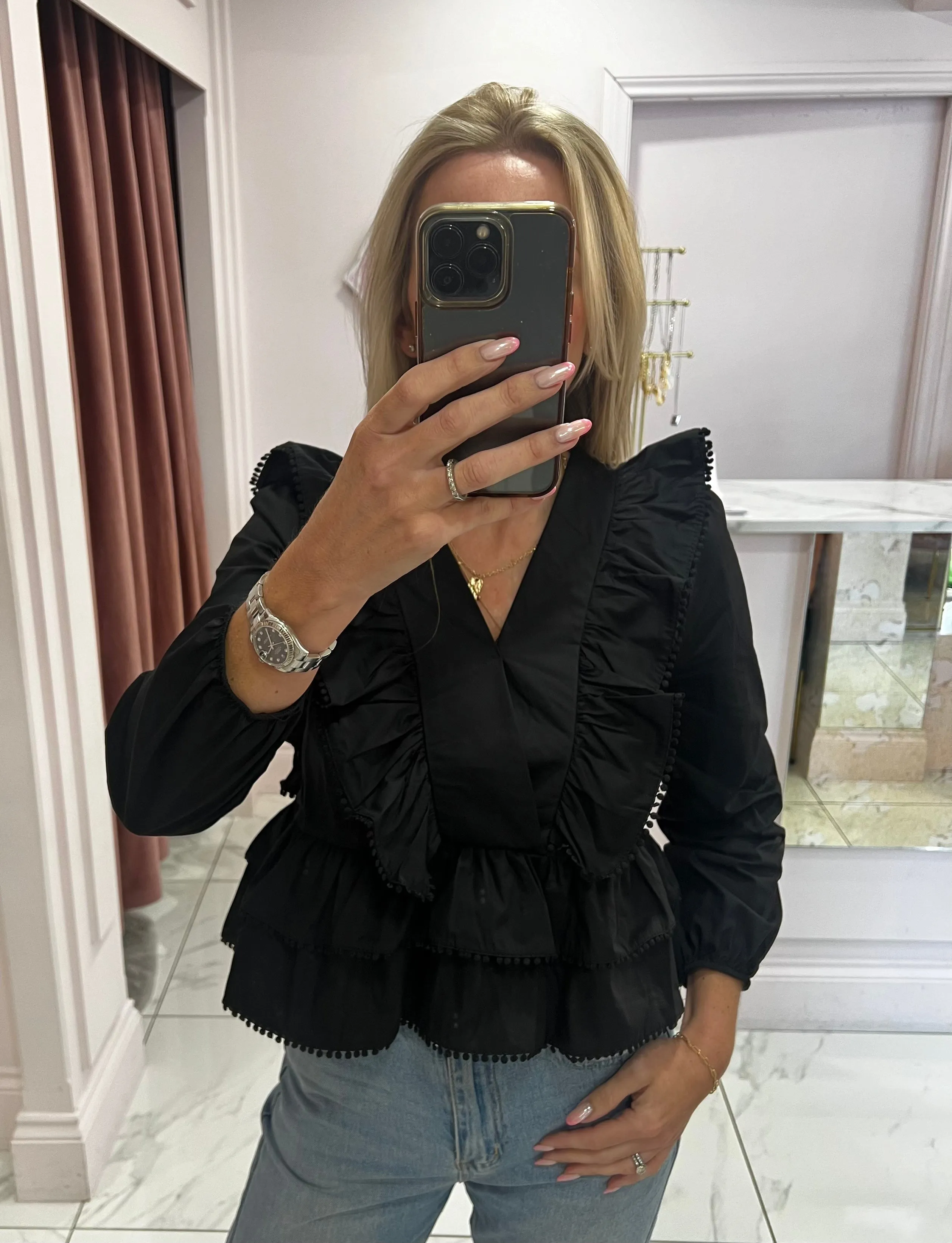 Priya Black Peplum Shirt