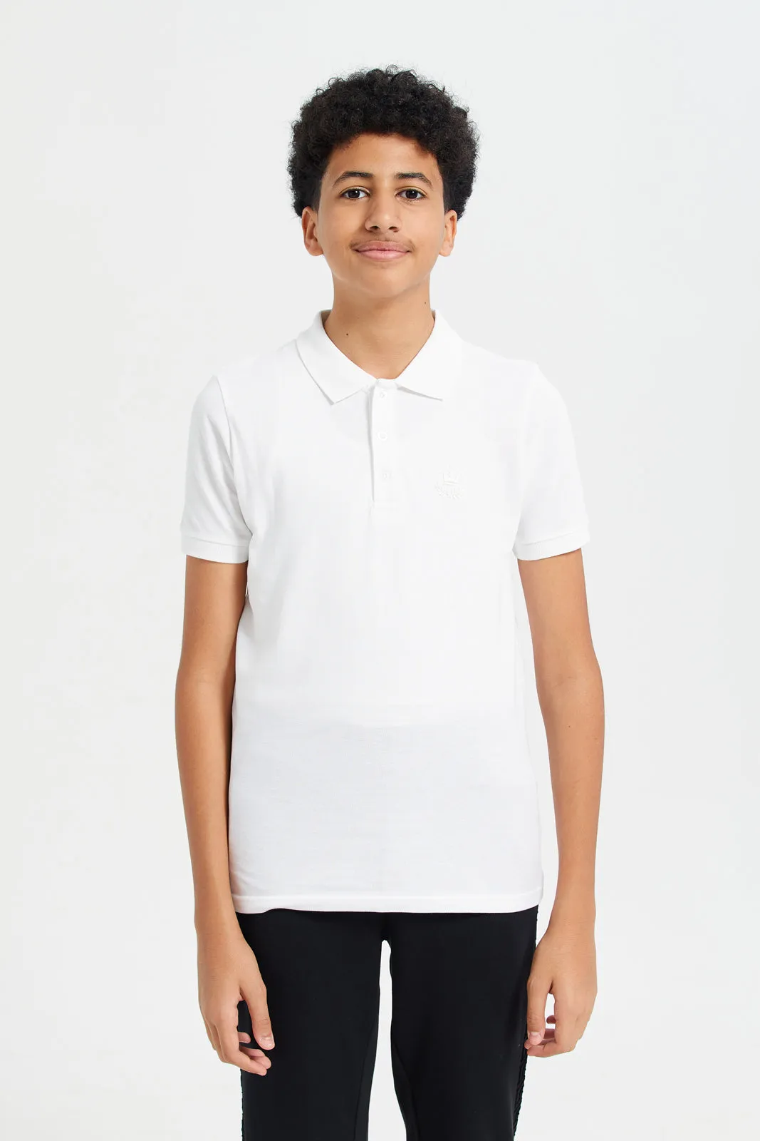 Senior Boys White Polo Shirts Set (2 Piece)