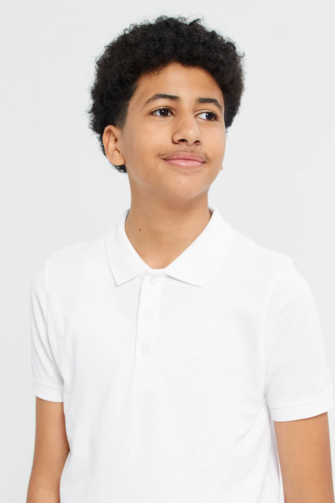 Senior Boys White Polo Shirts Set (2 Piece)