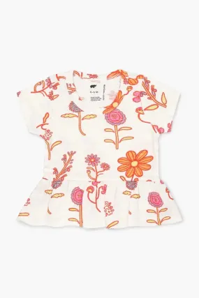 Short Sleeve Peplum Top_Fresh Florals