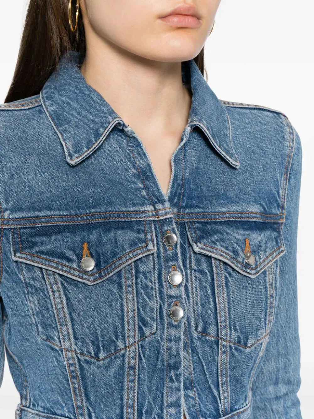 Shrunken Trucker Cardi In Denim