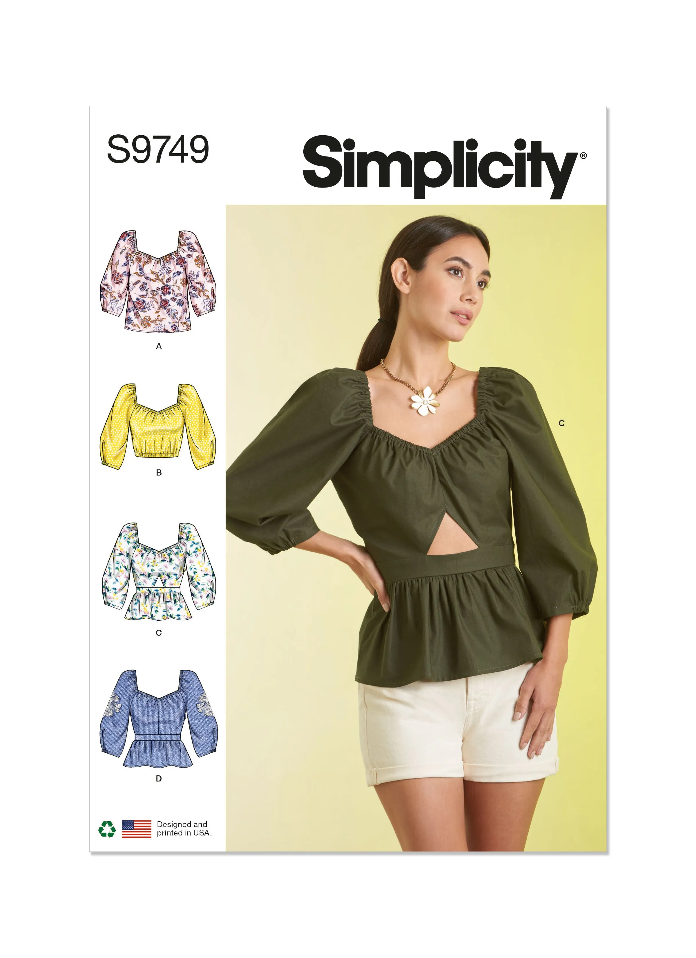 Simplicity 9749 sewing pattern Misses' Tops