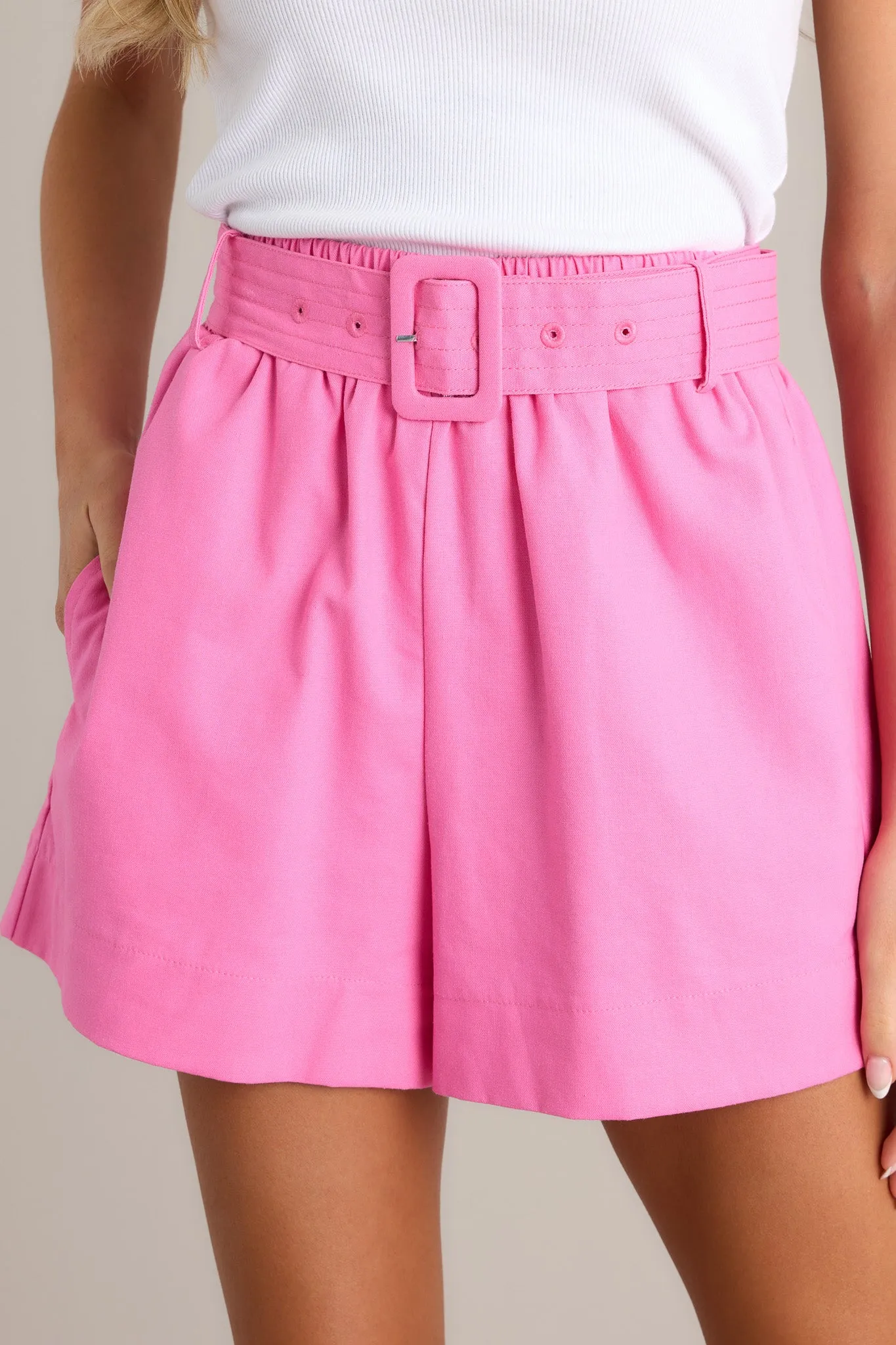 State Of Mind Pink Belted Shorts