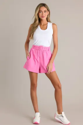 State Of Mind Pink Belted Shorts