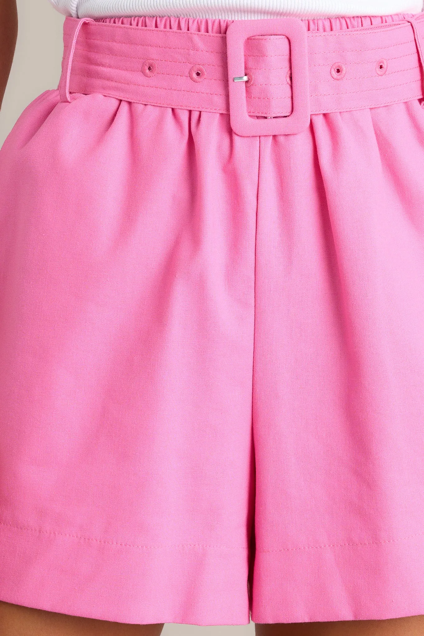 State Of Mind Pink Belted Shorts