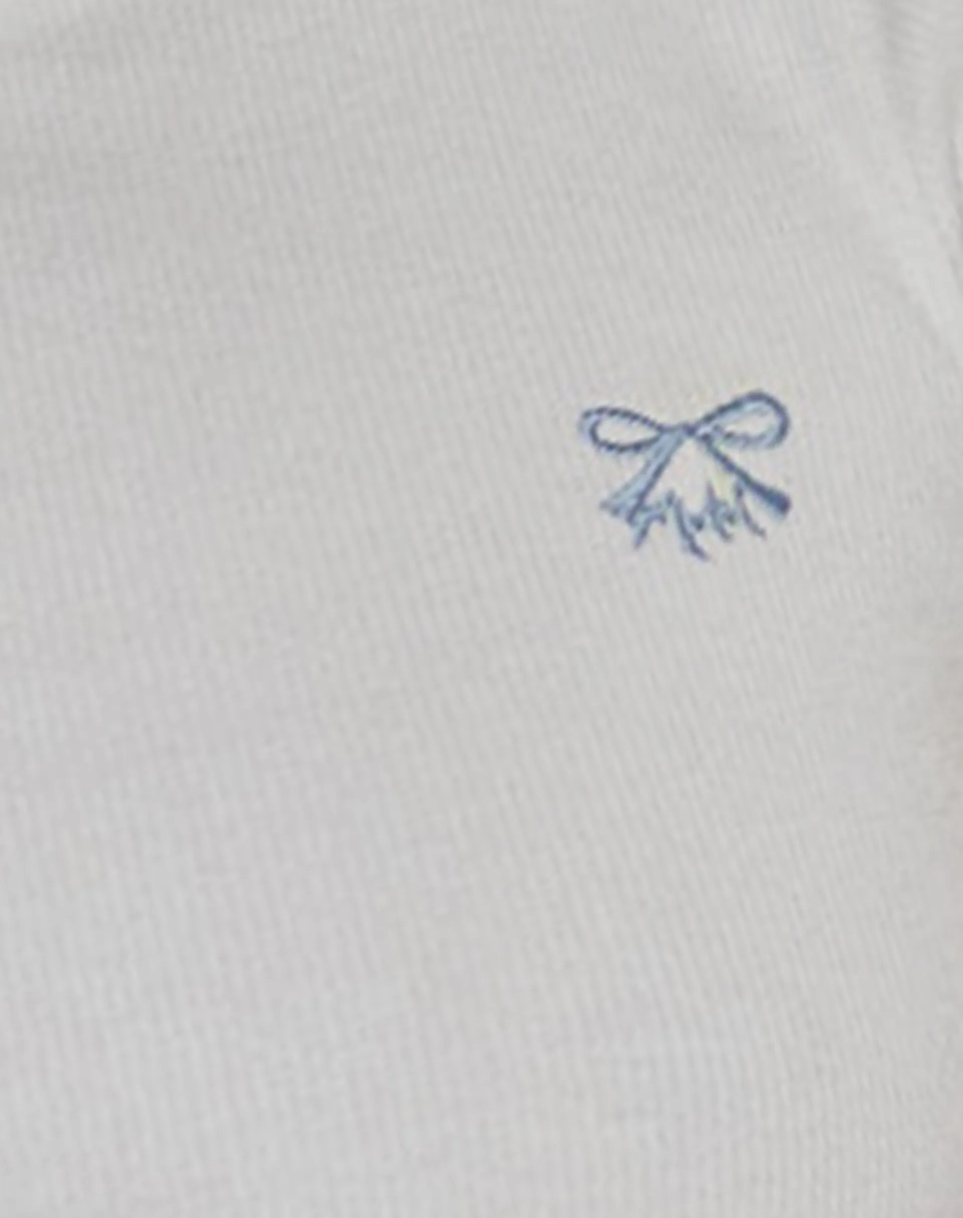 Suti Ribbed Baby Tee in Off White with Blue Bow M Embroidery