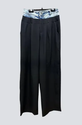 Tailored   Denim Waistband Wideleg Pants