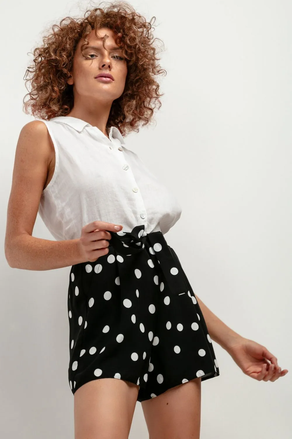 TEEK - Printed Shift Belted Pocketed Shorts