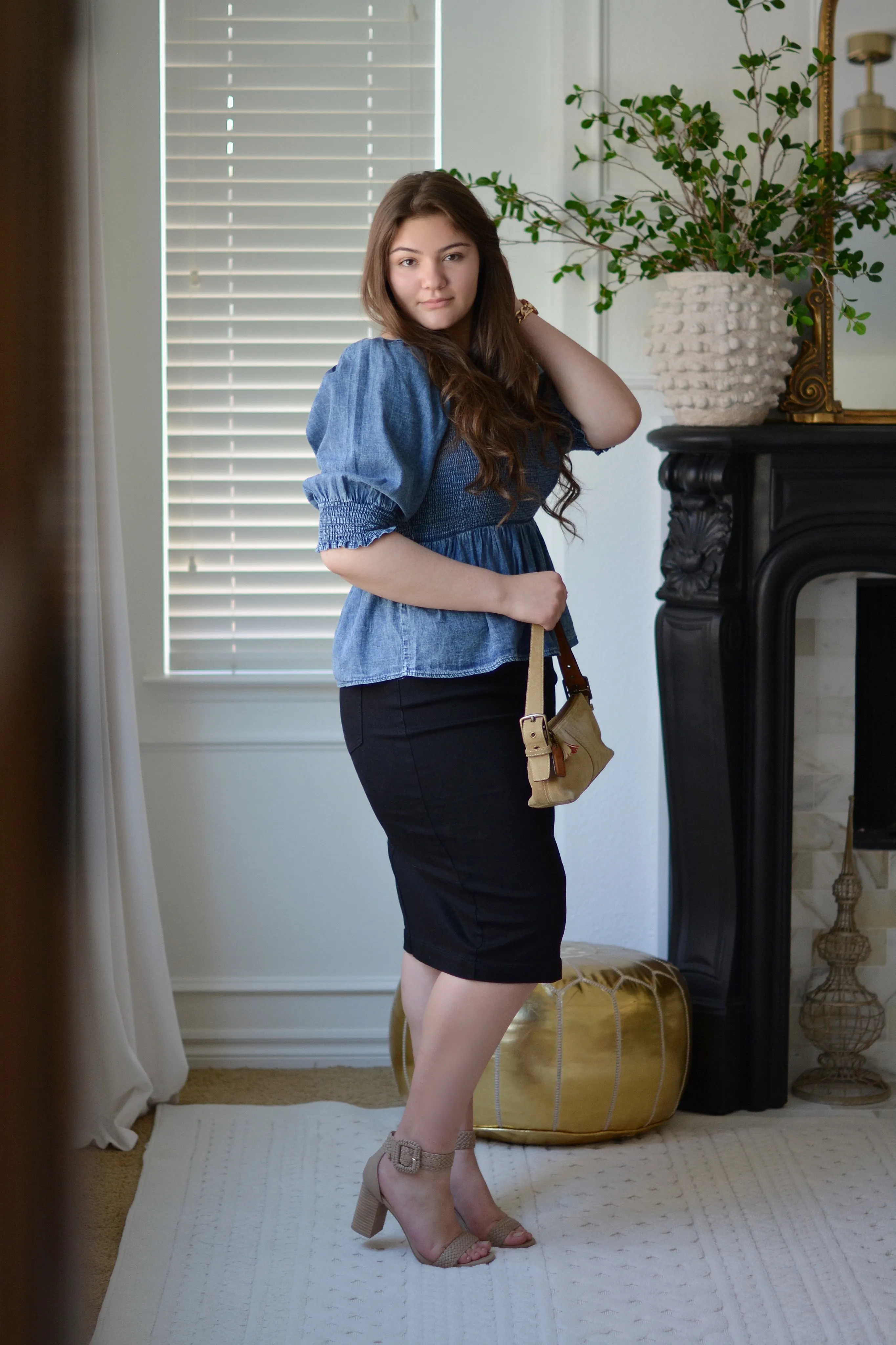 Tiarra Denim Peplum Top