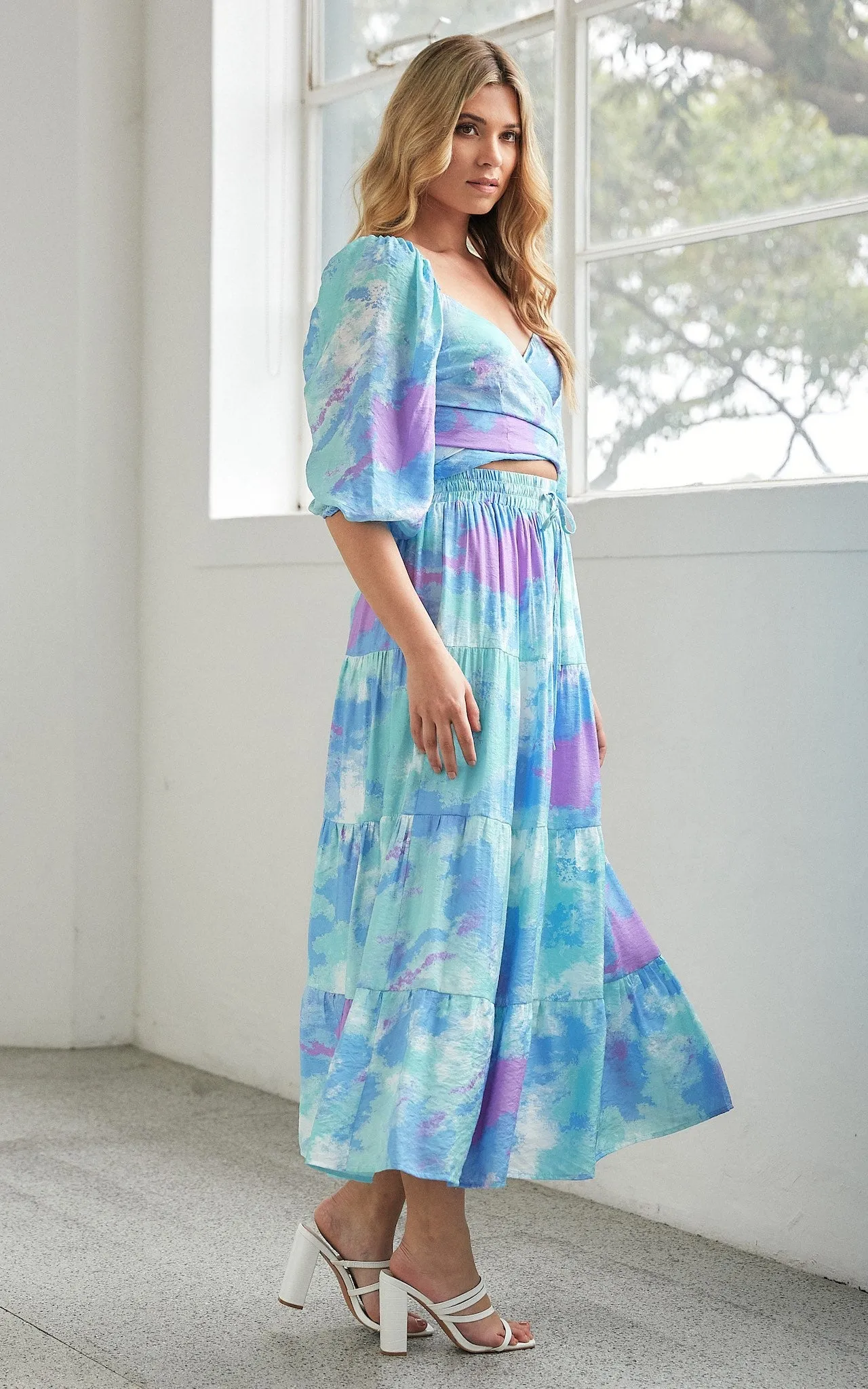 Tilly Maxi Skirt - Blue Lilac Multi