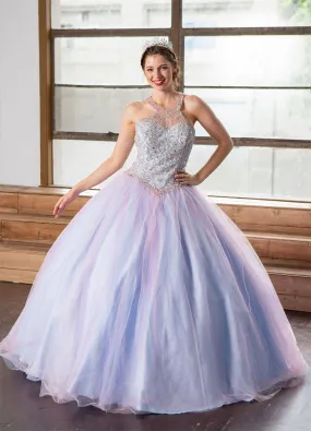 Two-Tone Beaded Halter Quinceanera Dress by Calla KY79398