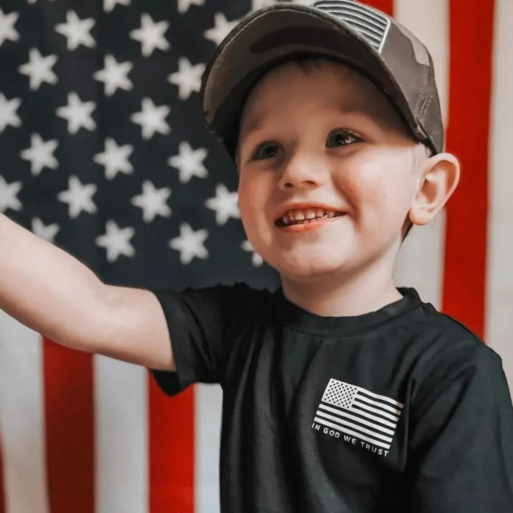 USA Camo Flag Kids Trucker Hat