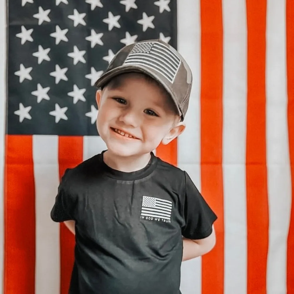 USA Camo Flag Kids Trucker Hat