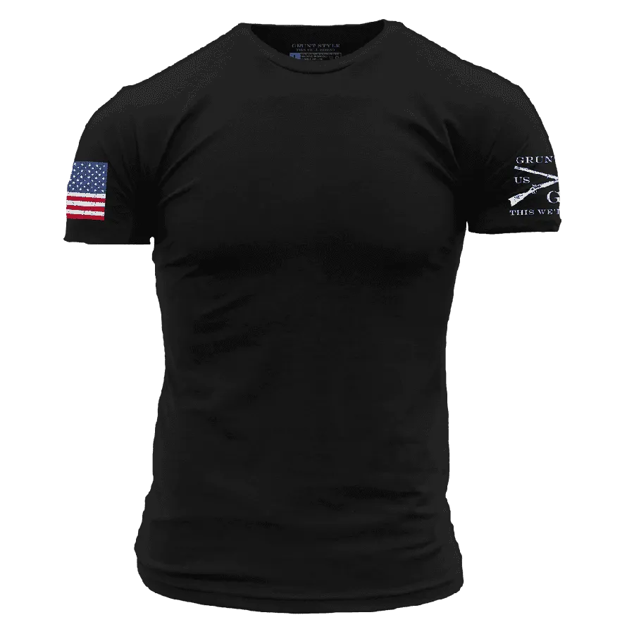 USA Flag Basic T-Shirt - Black