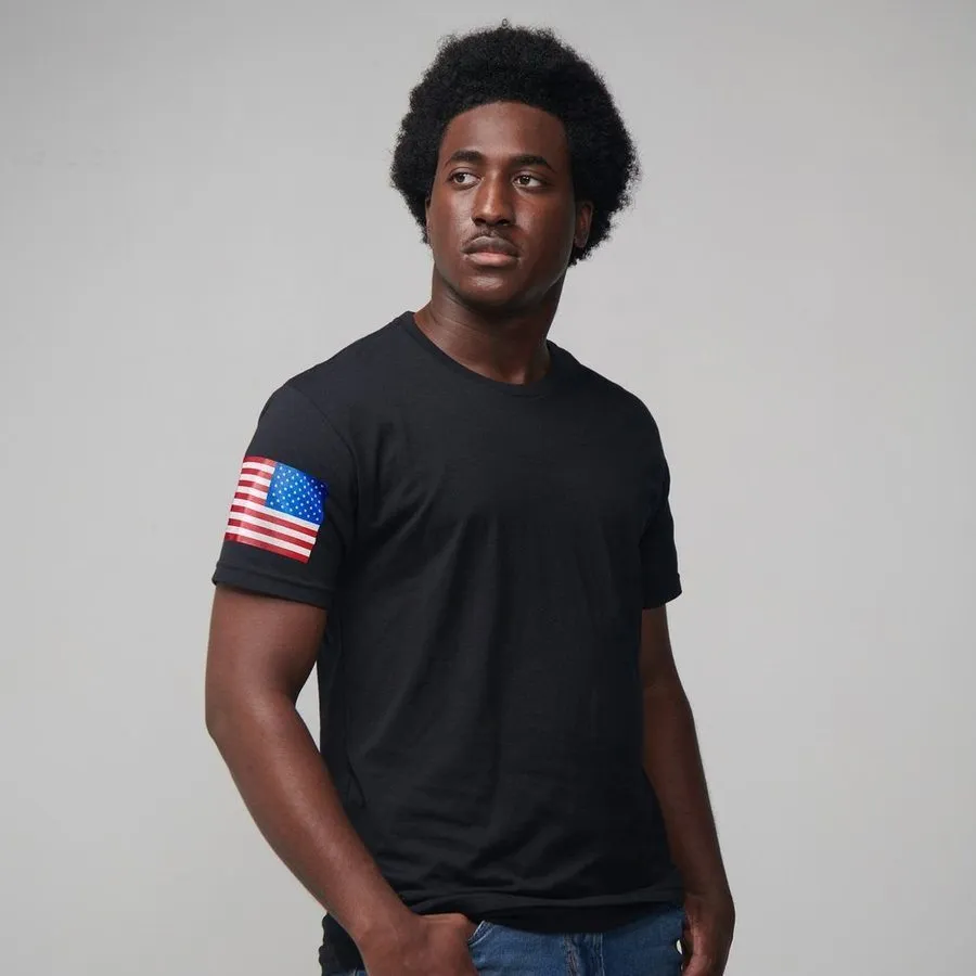 USA Flag Basic T-Shirt - Black