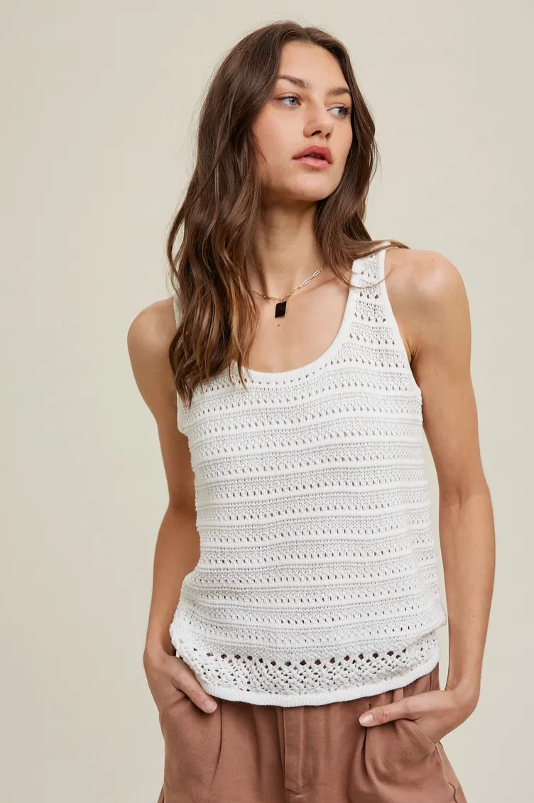 White Crochet Tank Top