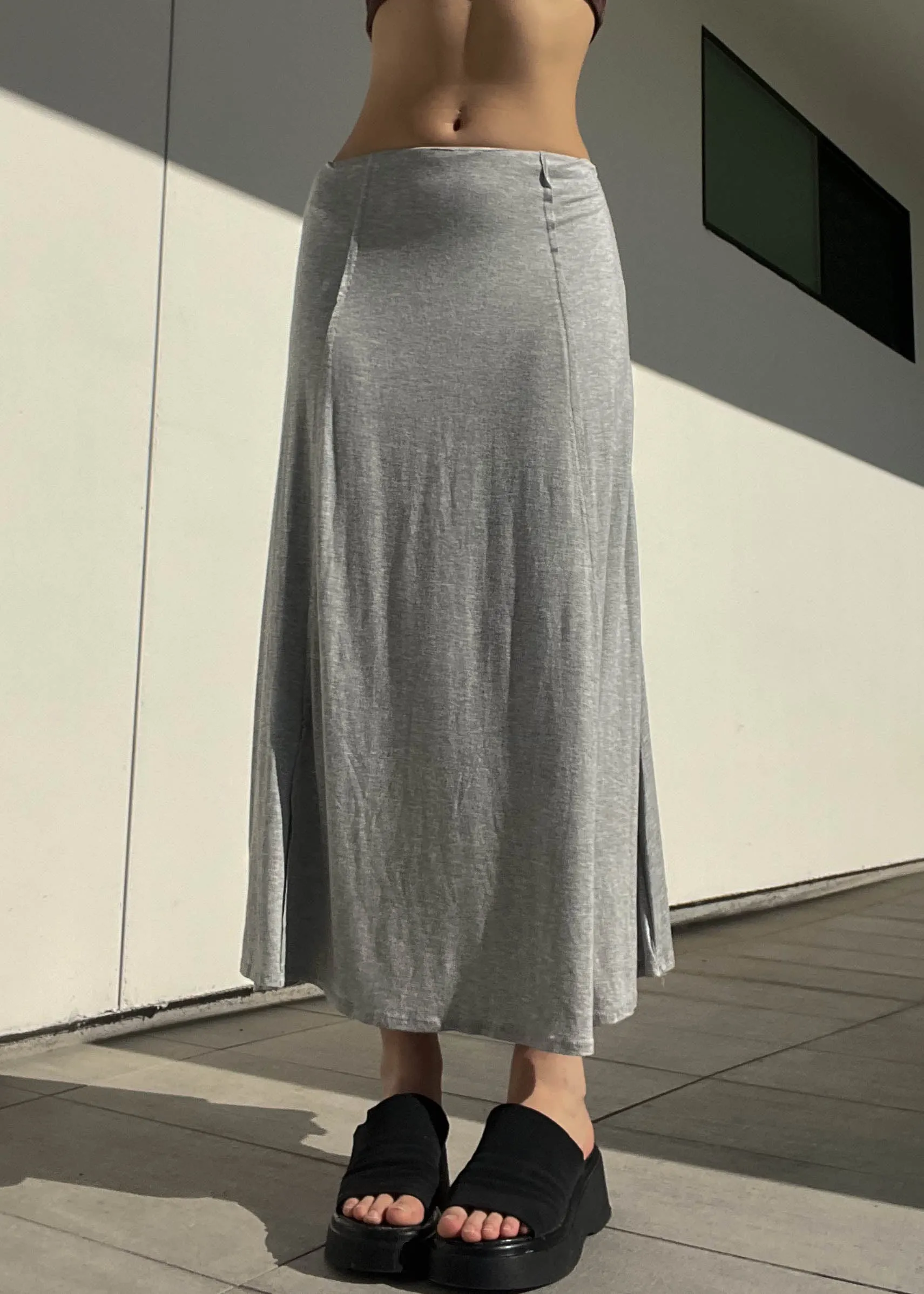 Y2k Gray Maxi Skirt (S)