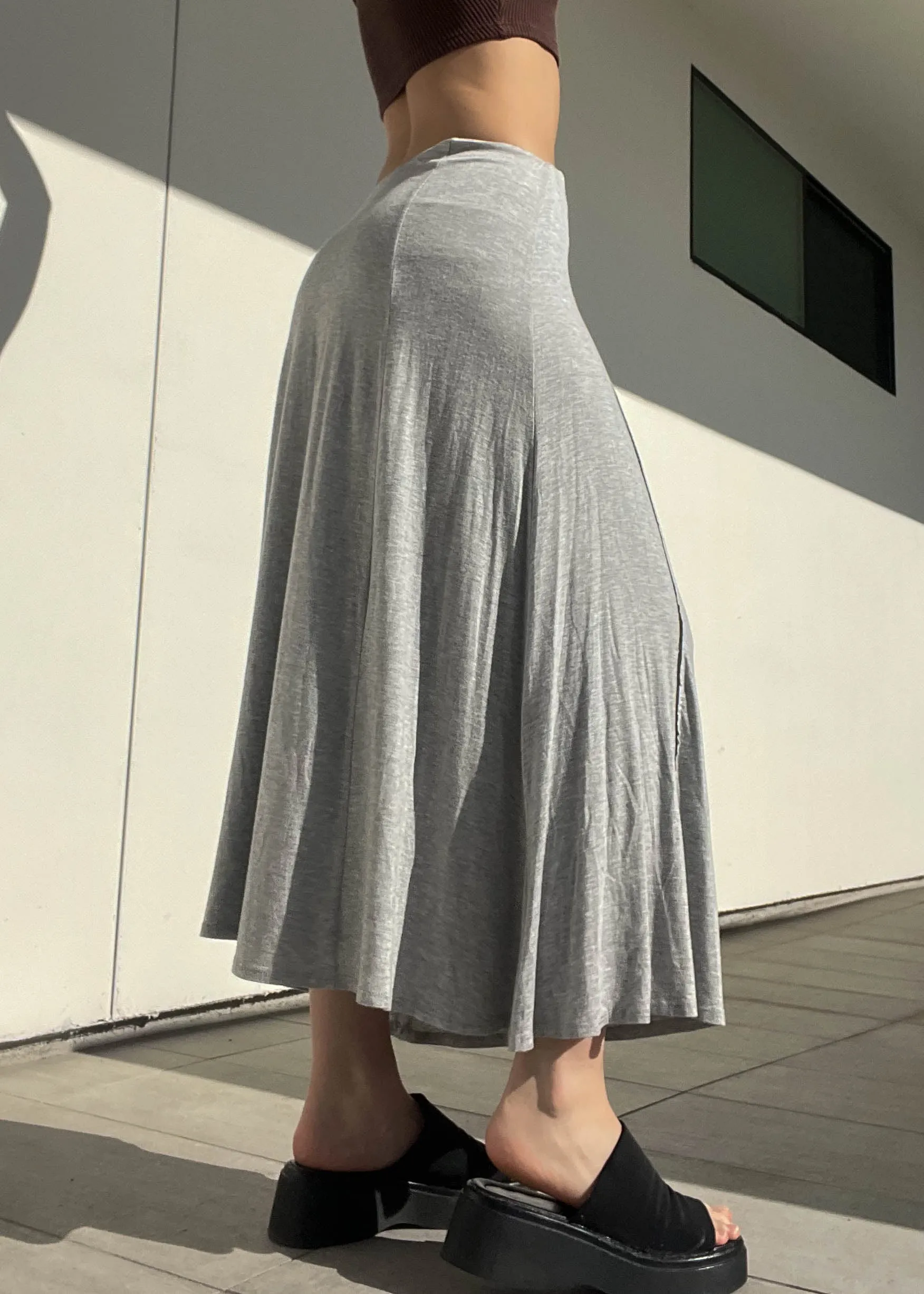 Y2k Gray Maxi Skirt (S)