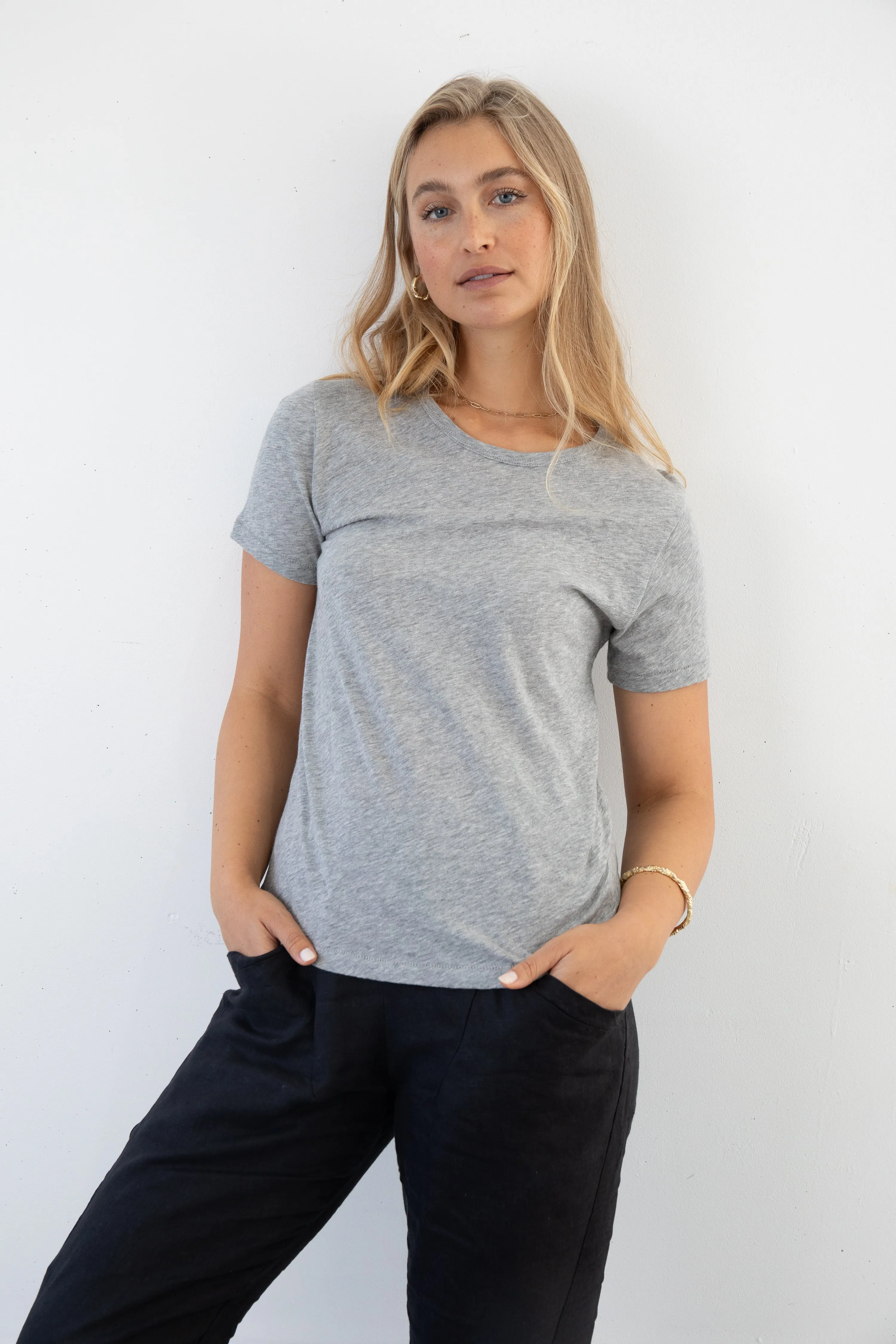 ZEPHYR SLUB TEE - GREY MARL